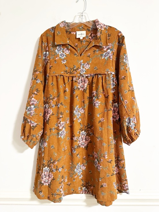 Umgee Dresses & Skirts - Umgee Mustard Floral Corduroy Mini Dress Tunic Size S K9011